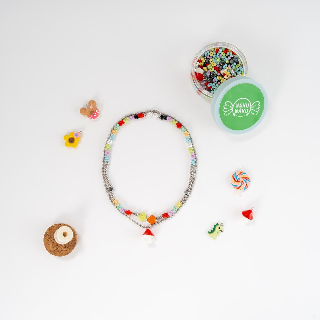 Red Mushroom Necklace Kit Jewellery Making Kit Necklace Bracelet DIY meliandmelo