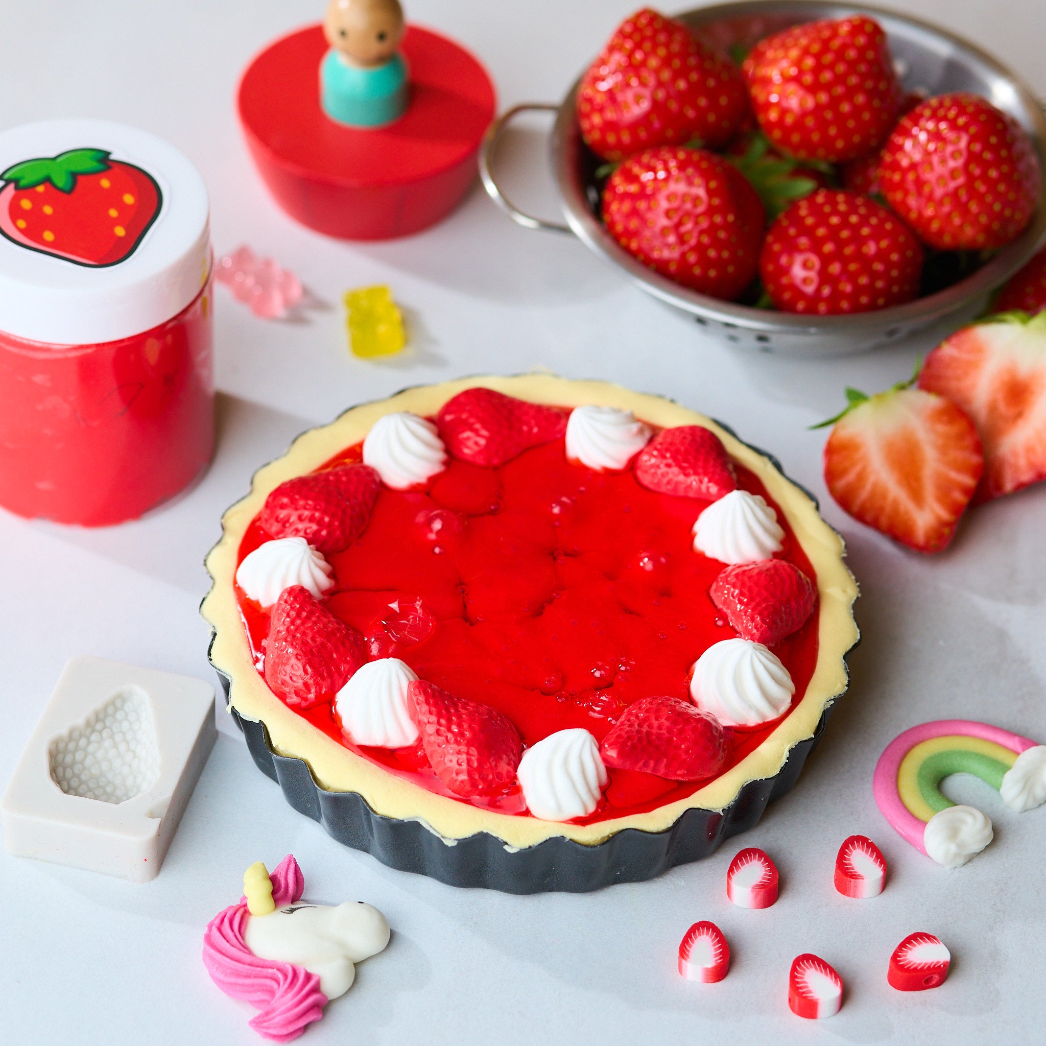 Kit de Cuisine Tarte au Fraise, Kit de Cuisine en Slime, Slime Enfant, Slime Kit, Slime DIY