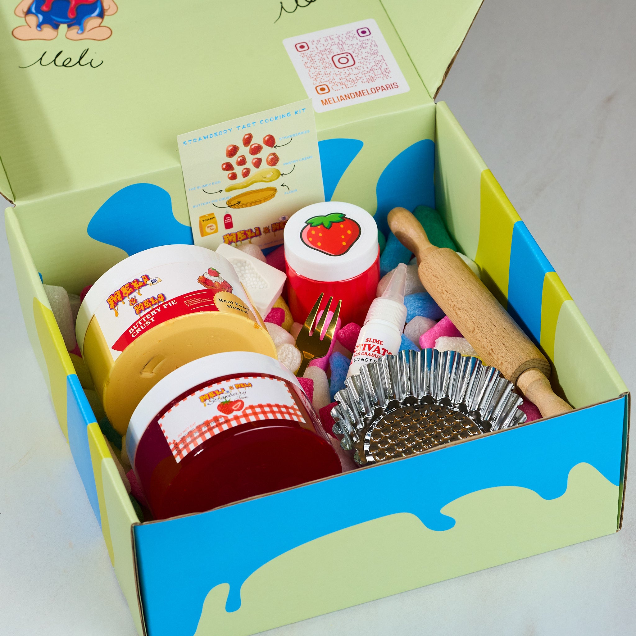 Kit de Cuisine Tarte au Fraise, Kit de Cuisine en Slime, Slime Enfant, Slime Kit, Slime DIY