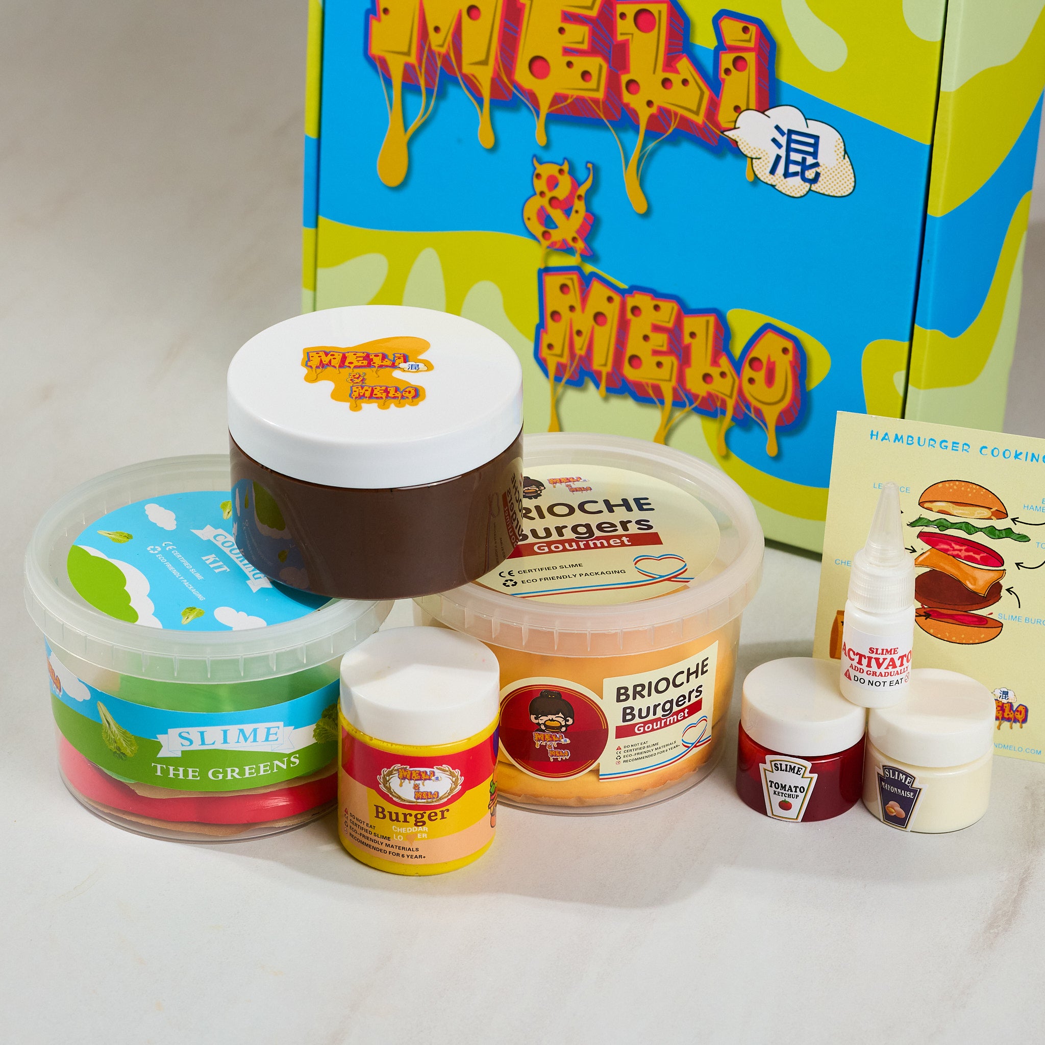Kit de Cuisine Burger, Kit de Cuisine en Slime, Slime Alimentaire, Slime Kit
